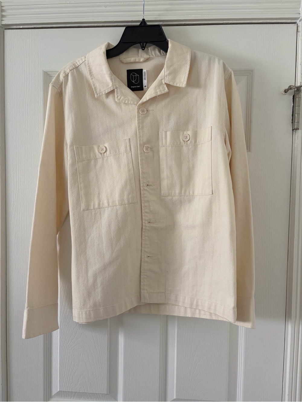 Original Use Men's Cream Casual Button-Front Shirt